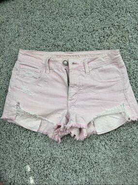American Eagle Outfitters Pale Pink Distressed Denim Shorties